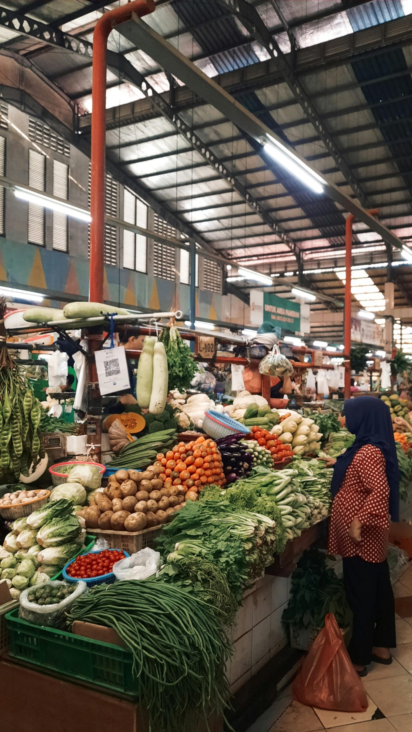 Explore vibrant local produce at a bustling market in Tangerang, Indonesia.