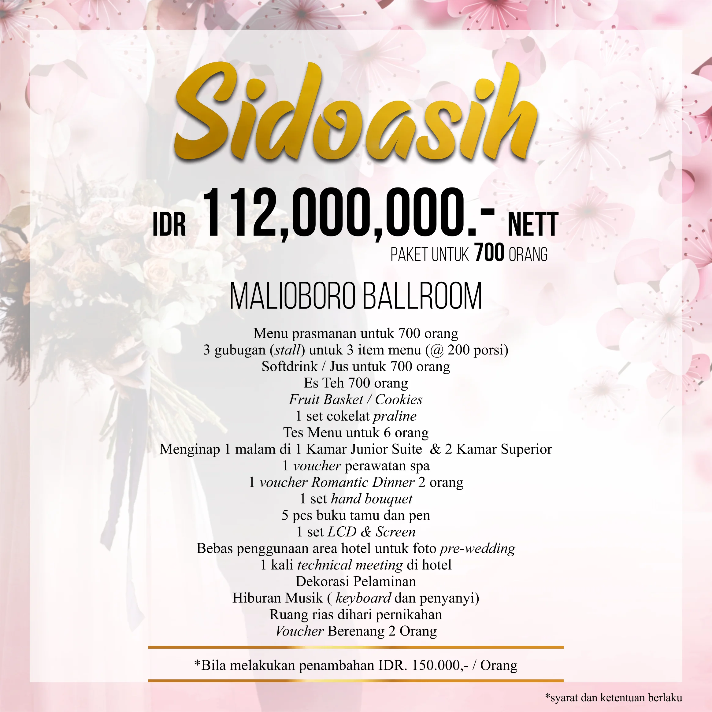 Paket Pernikahan Sidoasih di Hotel New Saphir Yogyakarta